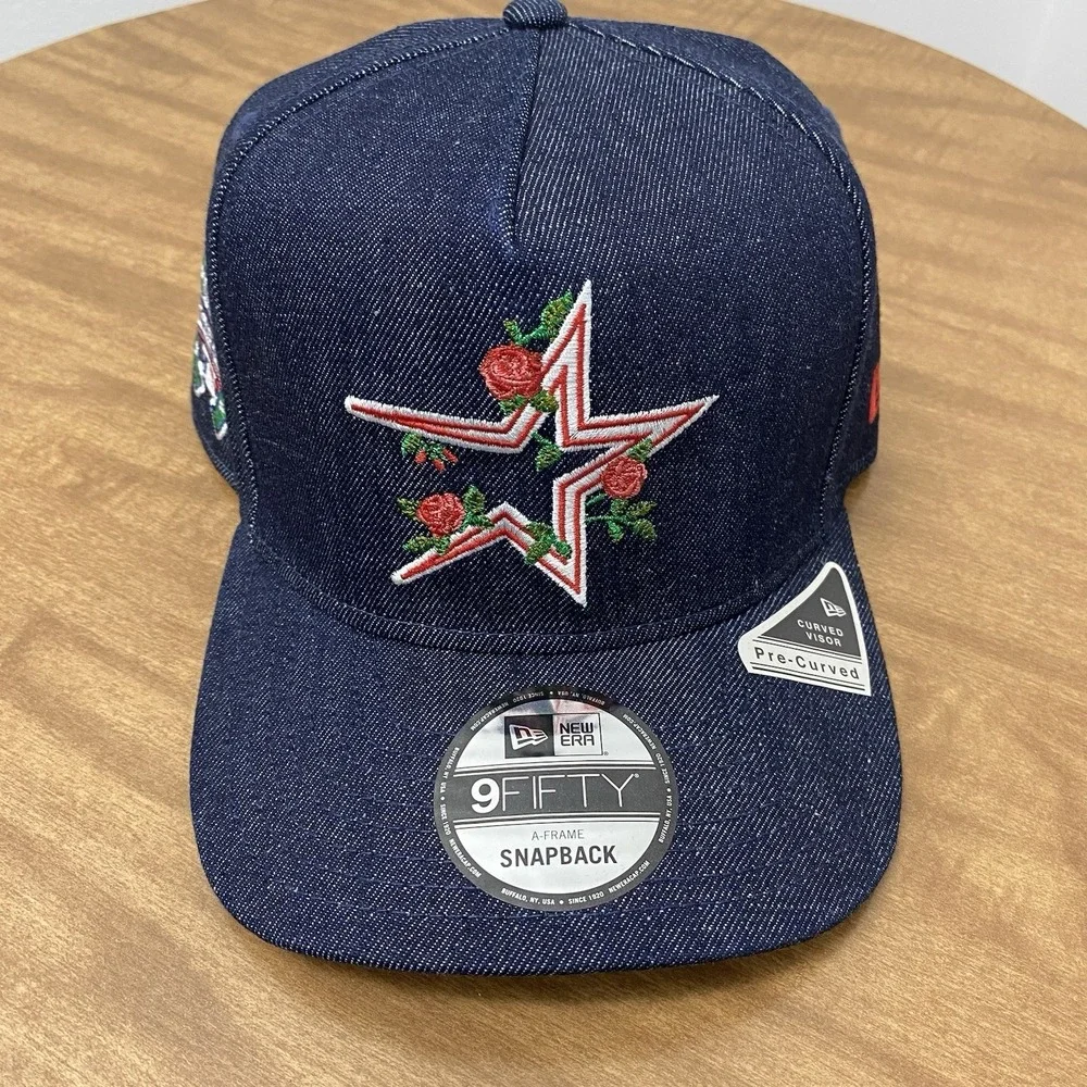 New Era Houston Astros Blue Denim Rose Pack Exclusive 9Fifty AFrame Snapback Hat